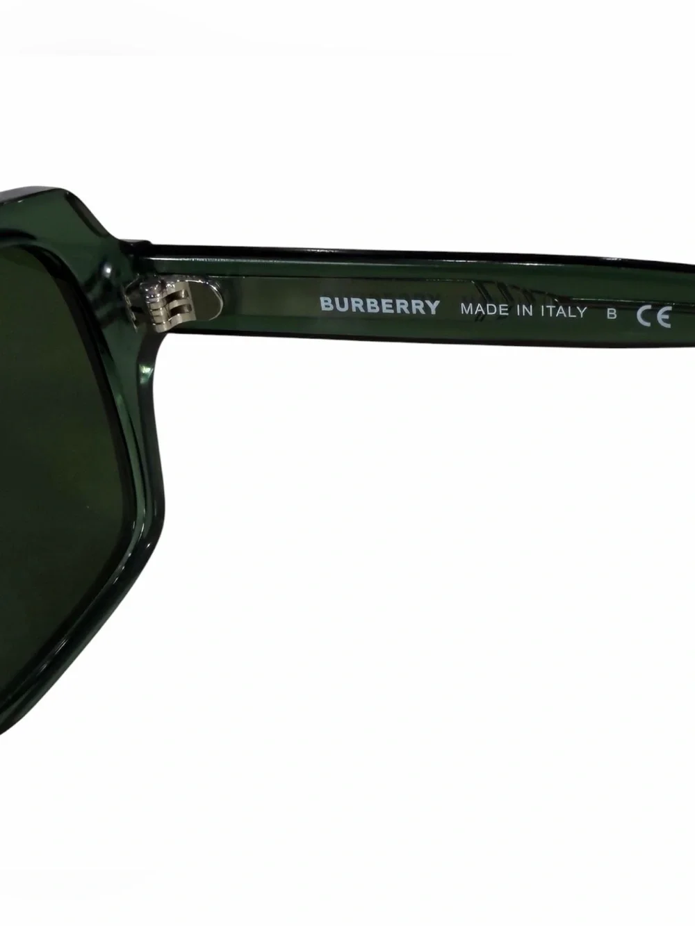 Burberry Dark Green Rectangular Sunglasses With Metal Accents